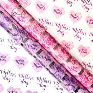Best Mum Happy Mothers Day lilac/purple  on clear Cellophane Wrap Hampers / 3 metres curling ribbon