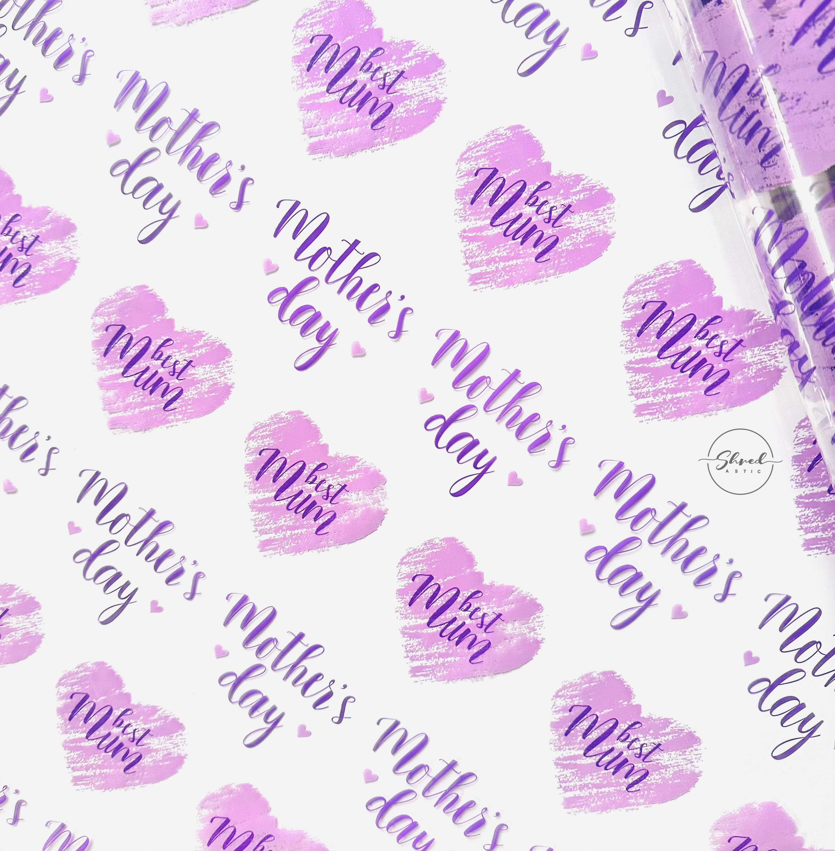Best Mum Happy Mothers Day lilac/purple  on clear Cellophane Wrap Hampers / 3 metres curling ribbon