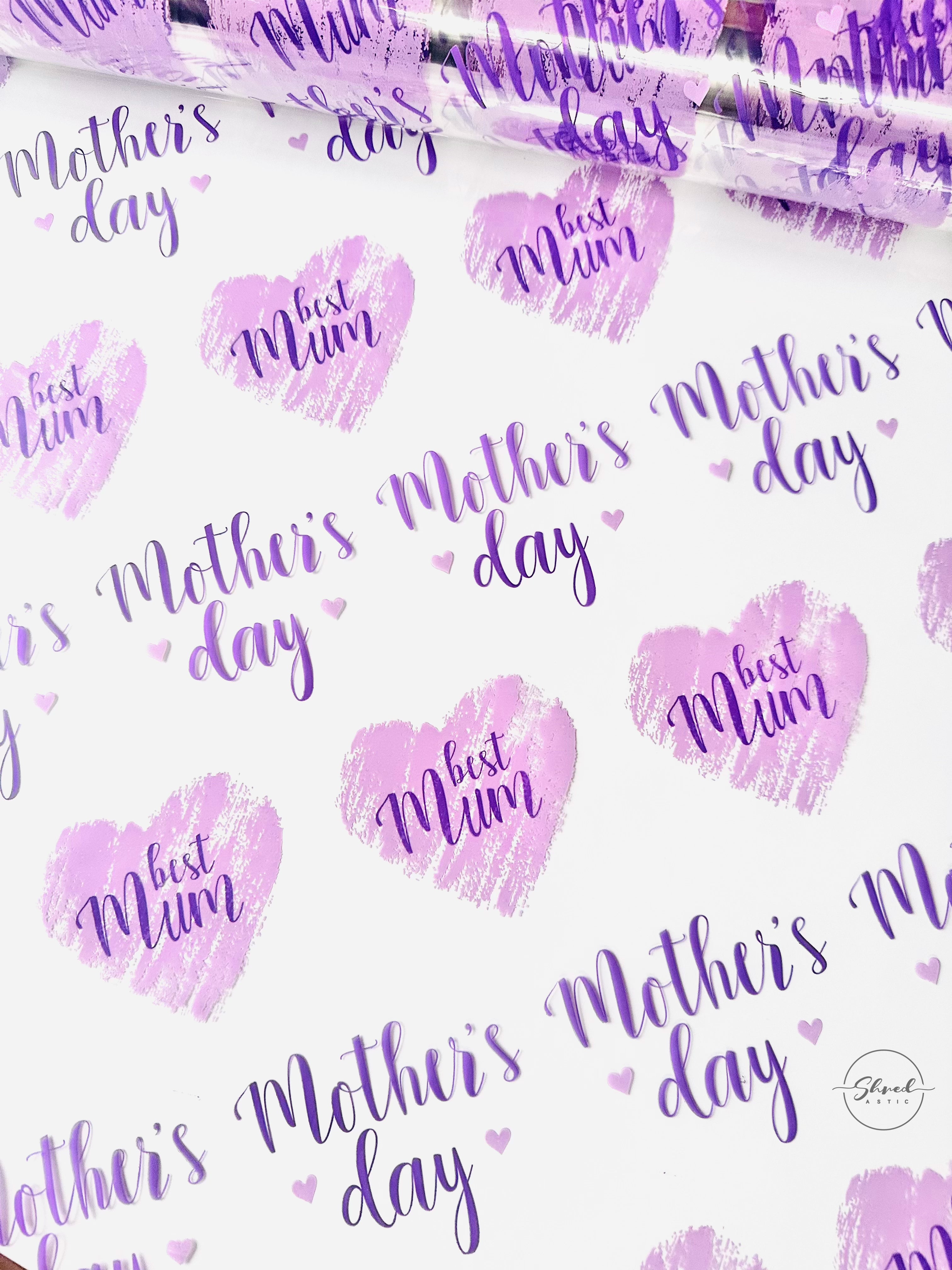 Best Mum Happy Mothers Day lilac/purple  on clear Cellophane Wrap Hampers / 3 metres curling ribbon