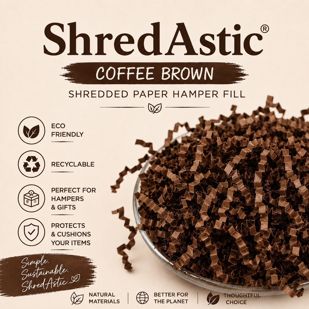 Coffee Brown ZigZag Shredded Paper