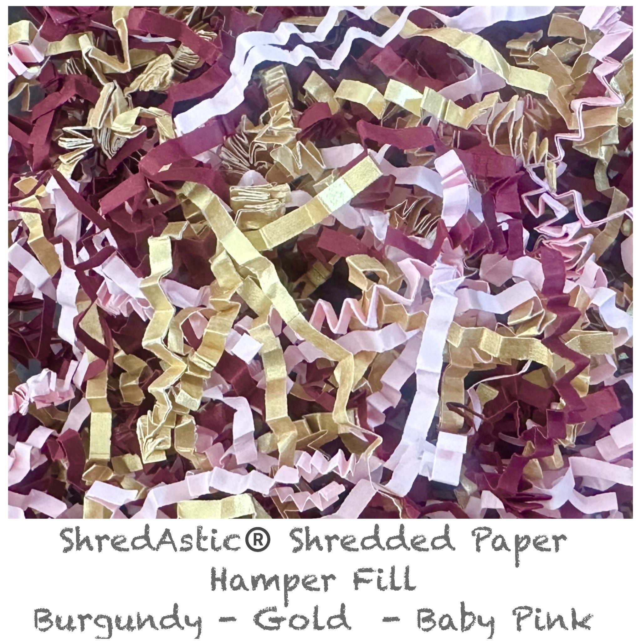 ShredAstic®️ Burgundy, Baby Pink & Gold ZigZag Crinkle Paper Mix
