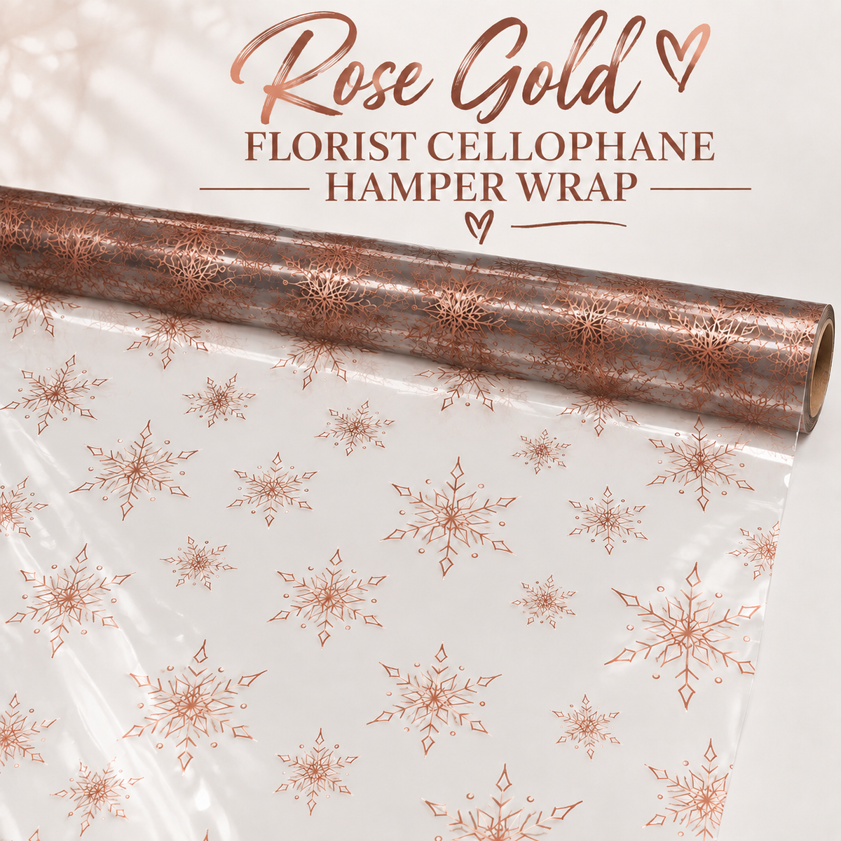 CHRISTMAS ROSE GOLD Snowflake Florist Cellophane Film Wrap Hampers Gift Packaging