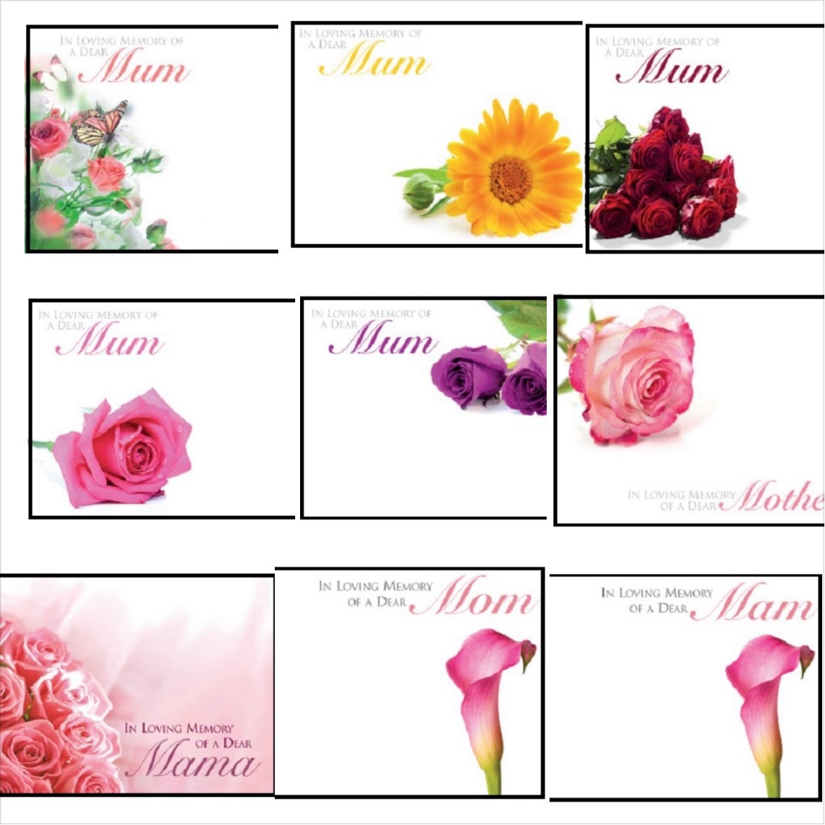 Large Funeral Memorial Cards - Mum Mother Mam Mom Mama 9x12cm