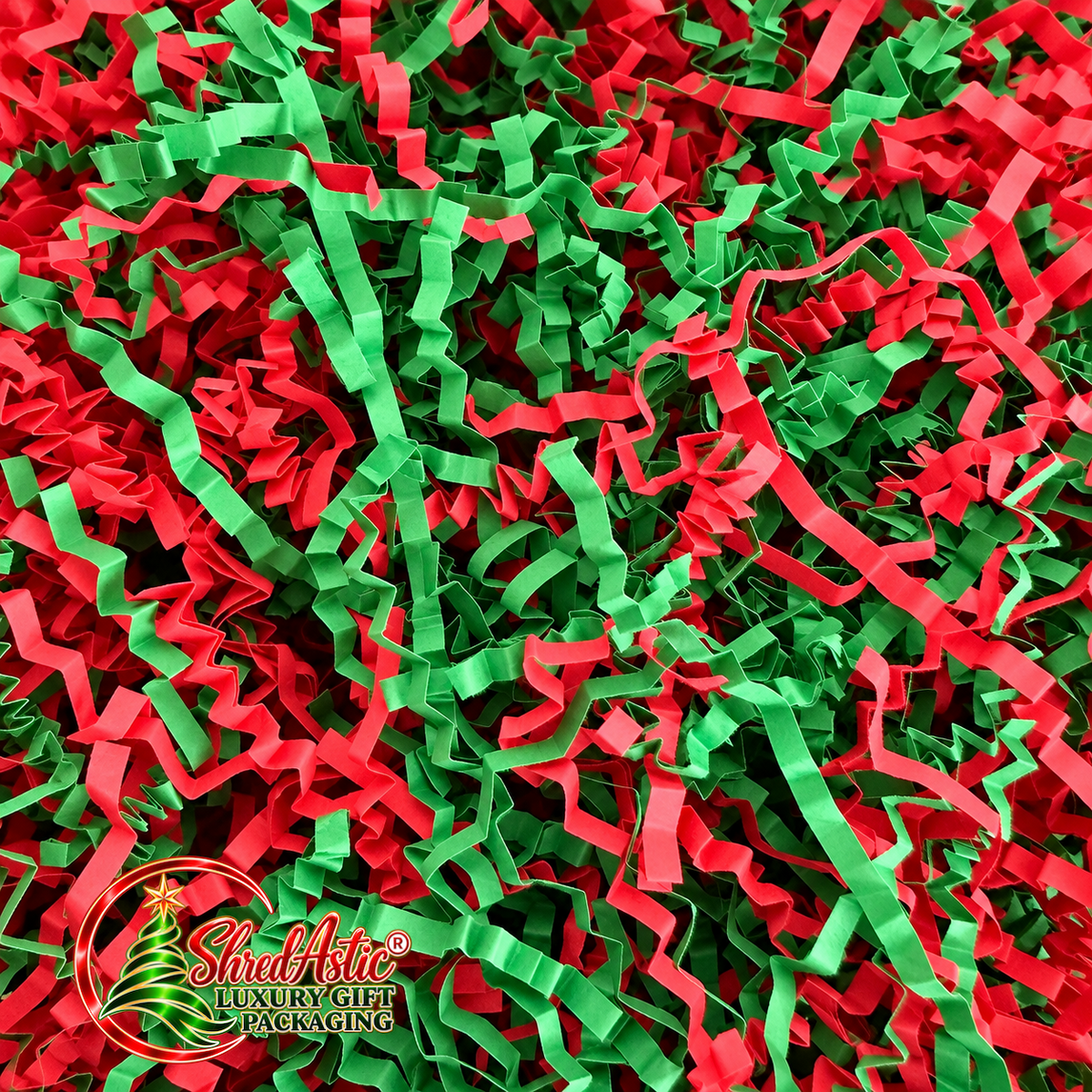 Spruce Green & Red Shredded Paper ZigZag Mix