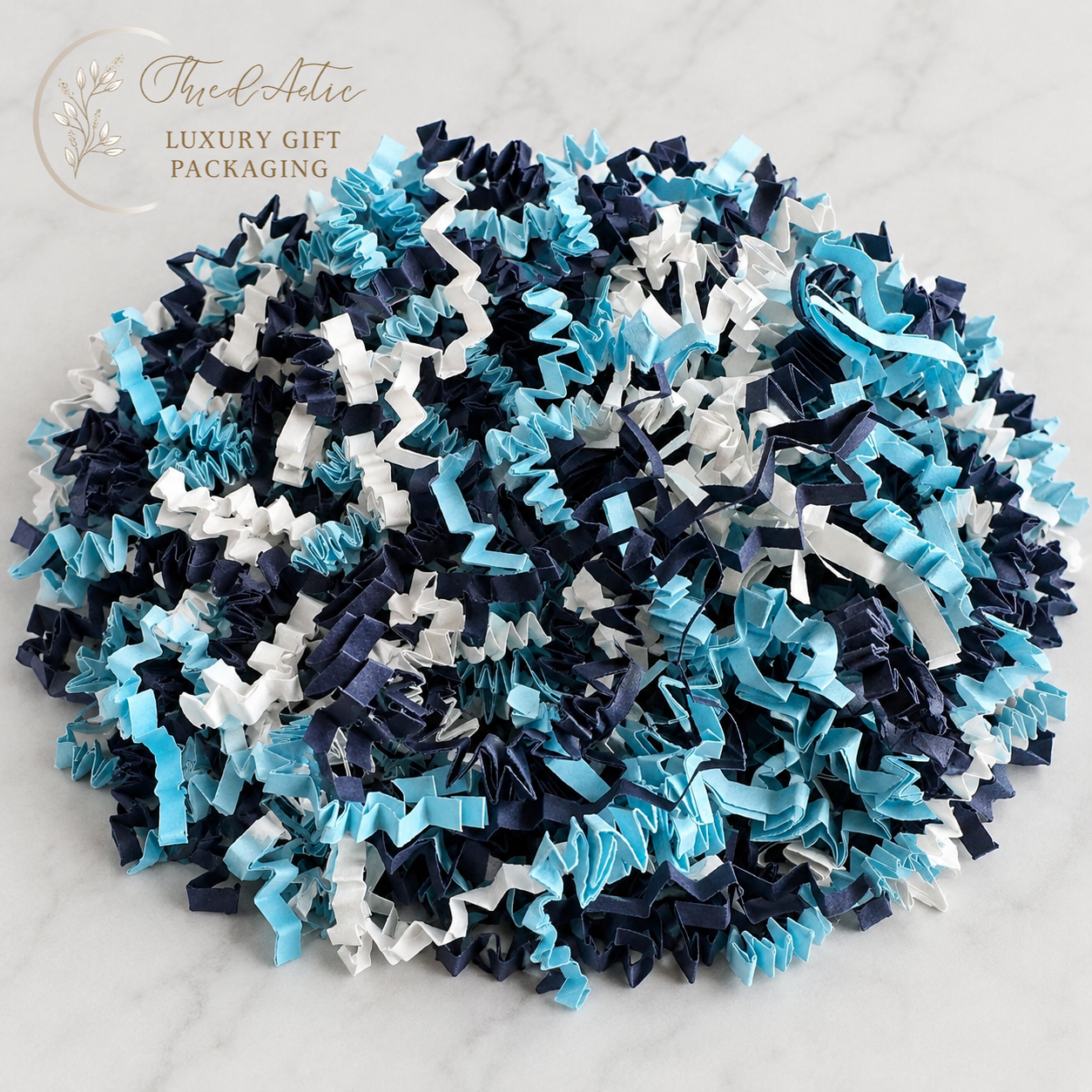 ShredAstic®️ Pale Blue / White / Navy ZigZag Paper Mix Fathers Day