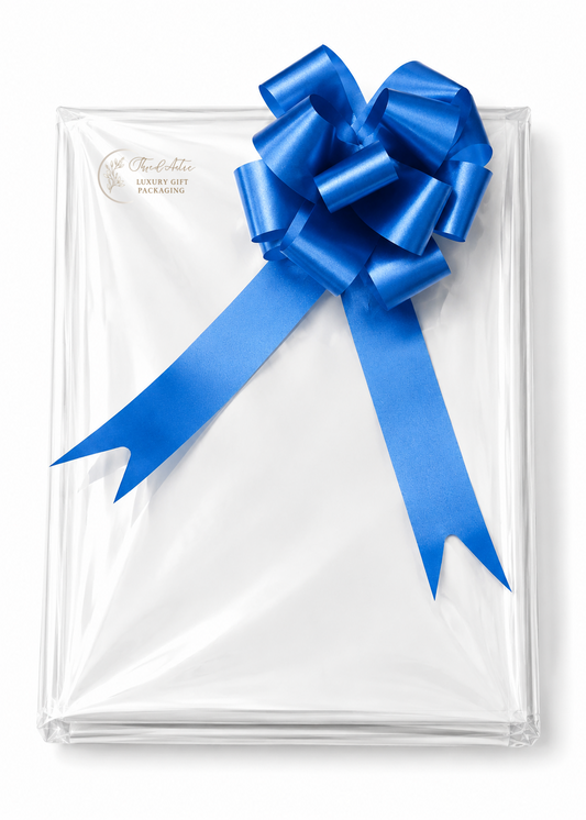 Clear Cellophane & Royal Blue Pull Bow