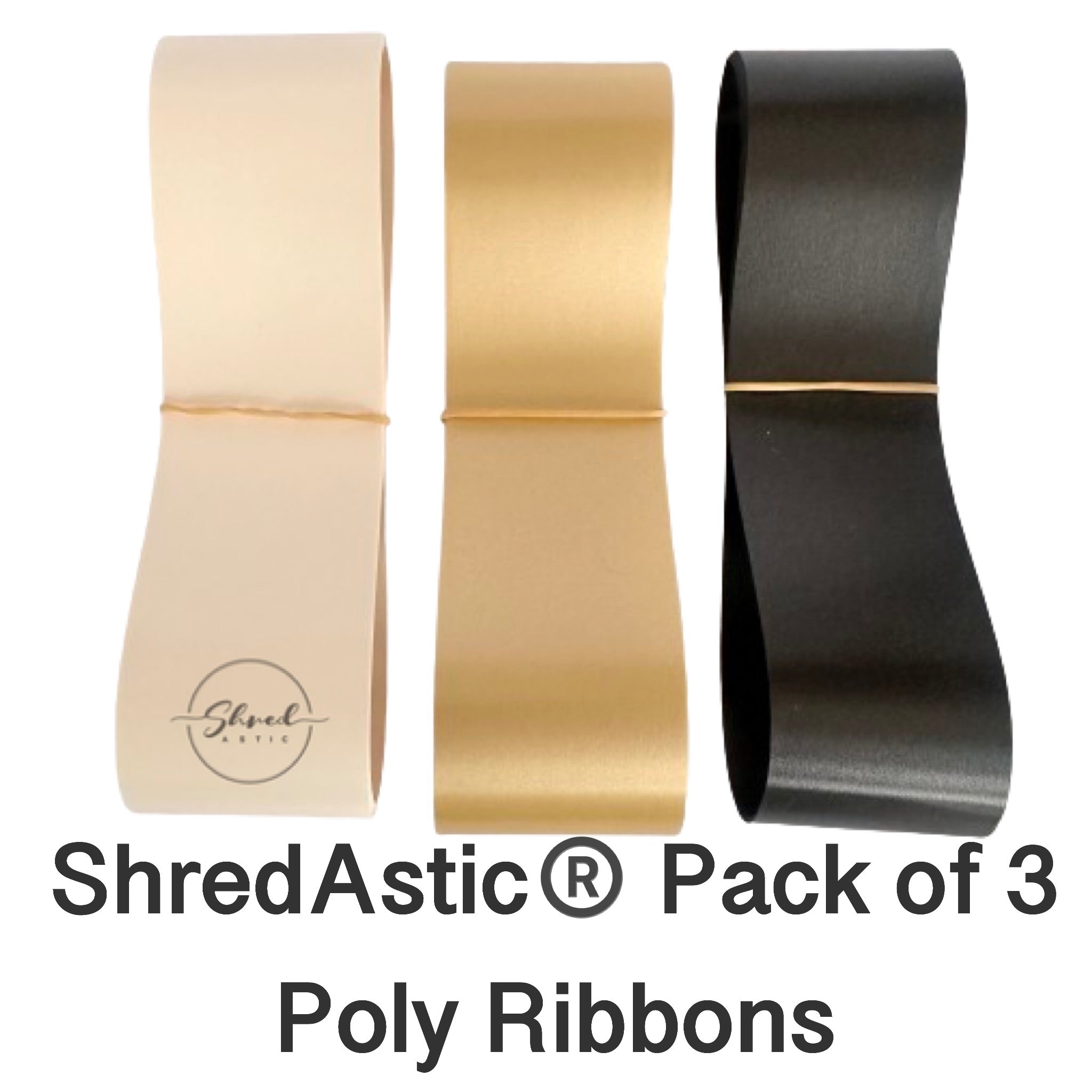 Wedding 'Pack of Three' Poly Ribbon - Ivory, Gold, Black
