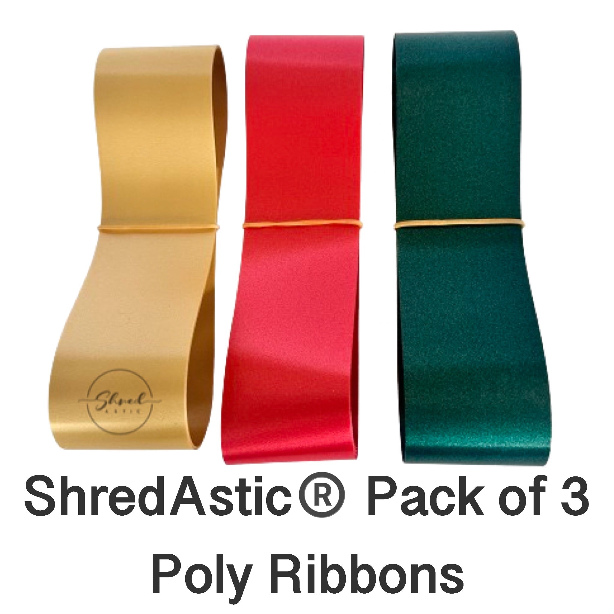 Festive 'Pack of Three' Poly Ribbon - Gold, Red, Green