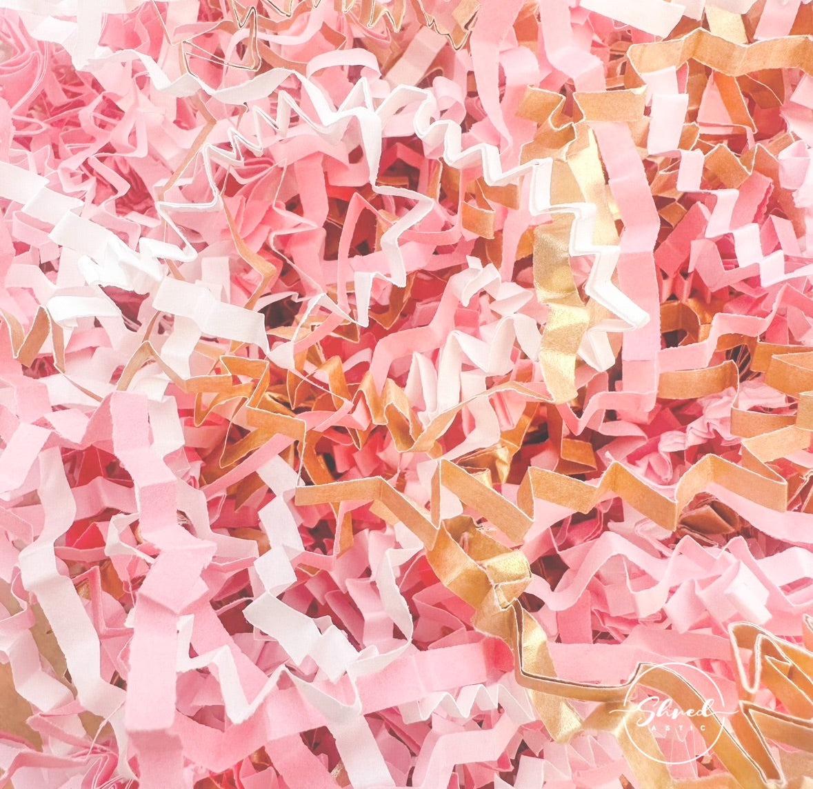 ShredAstic®️Pink White & Gold ZigZag Crinkle Paper Mix