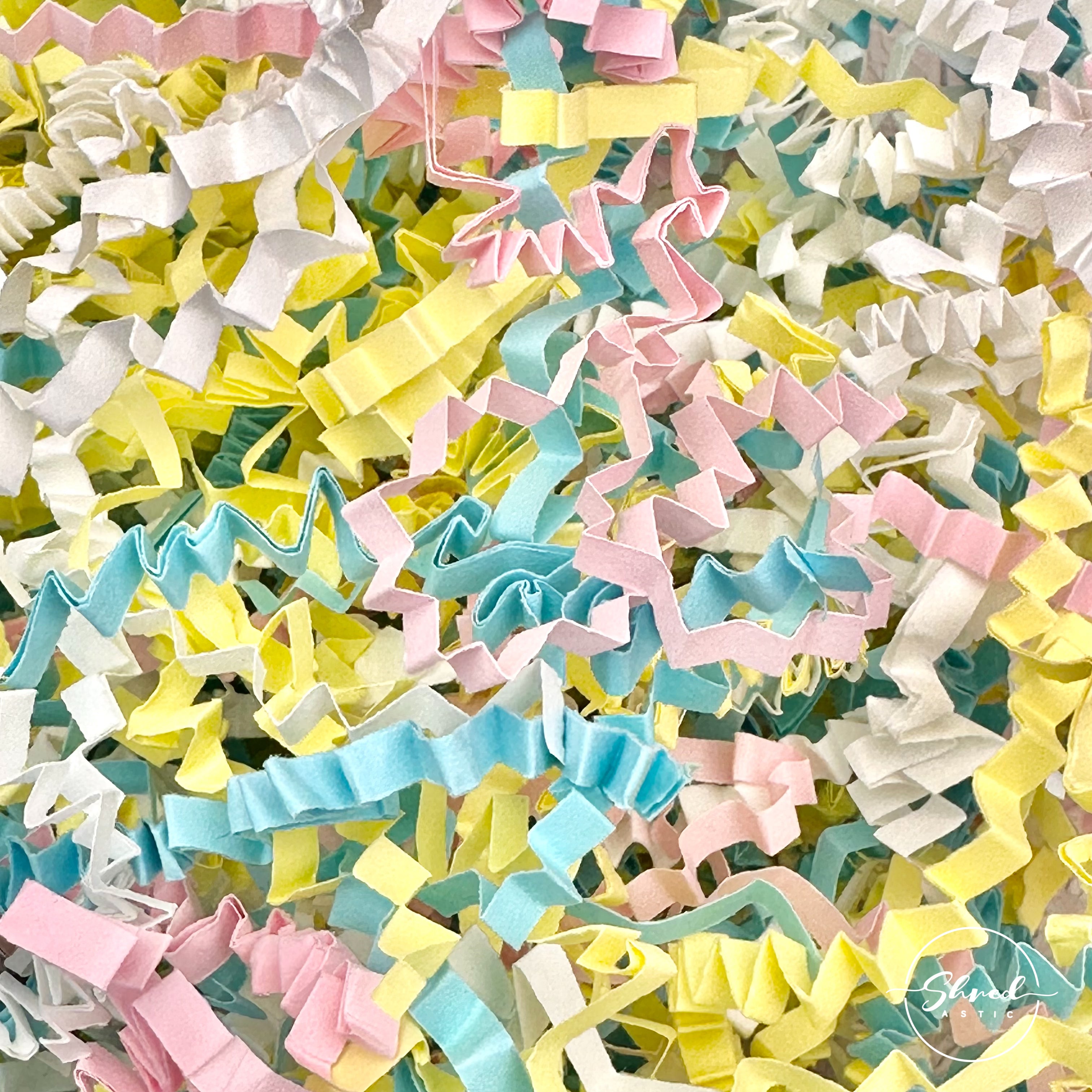 ShredAstic®️ White, Yellow, Pink & Blue  ZigZag Crinkle Paper Mix