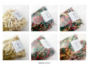 ShredAstic®️ Red, Gold & New Spruce Green ZigZag Crinkle Paper Mix