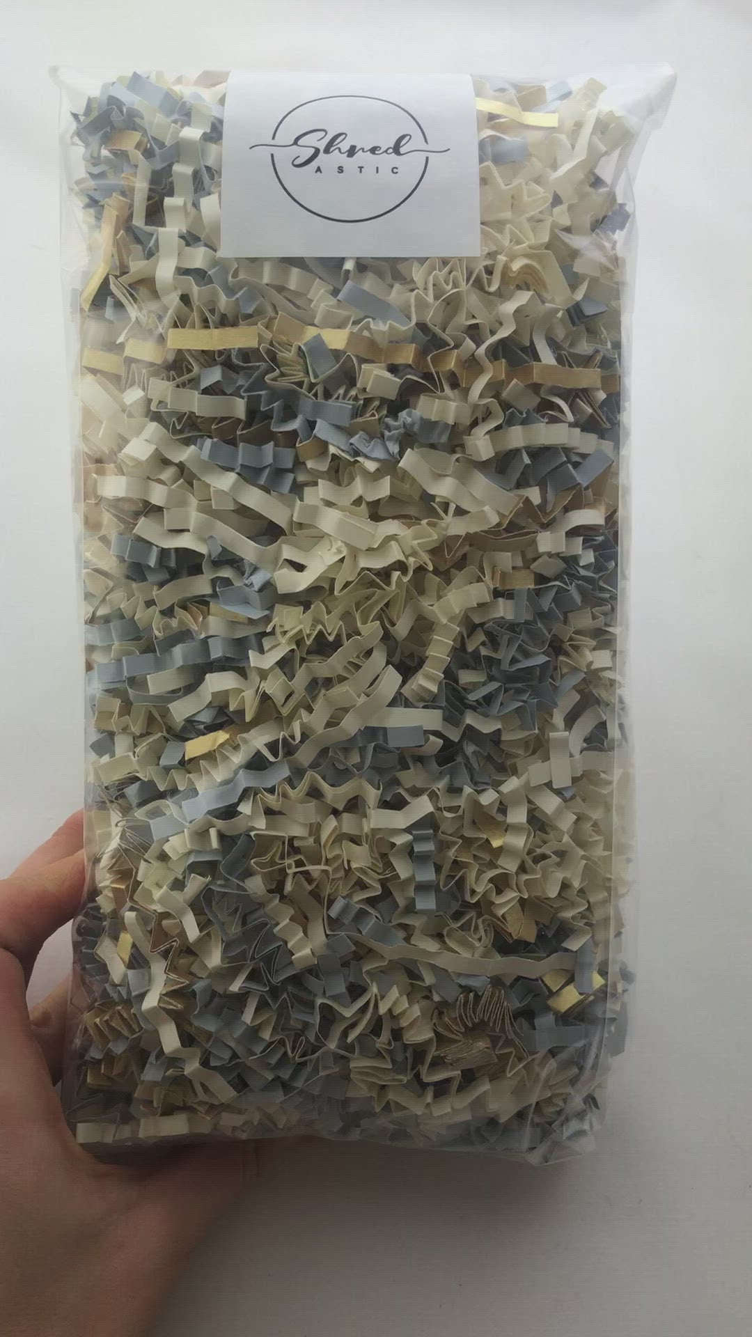 ShredAstic®️ Dove Grey, Gold & Ivory ZigZag Crinkle Paper Mix