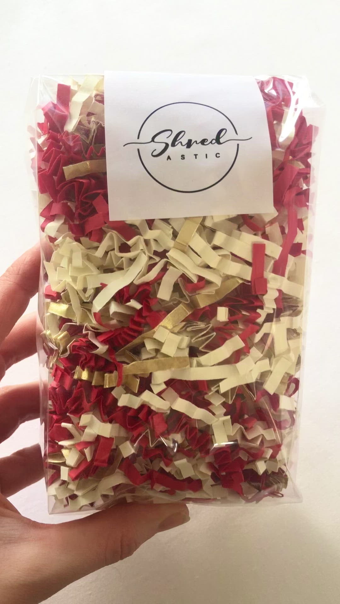ShredAstic®️ Red, Gold & Ivory ZigZag Crinkle Paper Mix