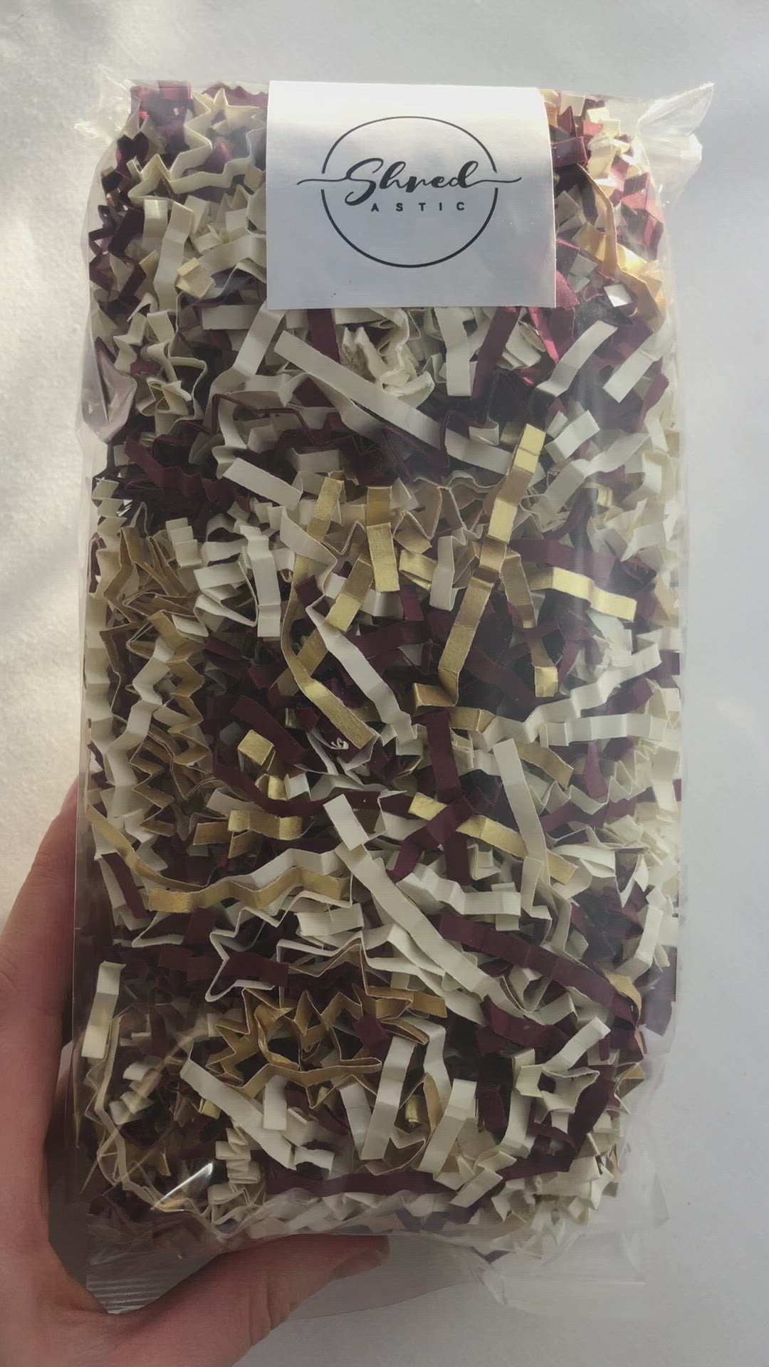 ShredAstic®️ Gold, Ivory & Burgundy ZigZag Crinkle Paper Mix