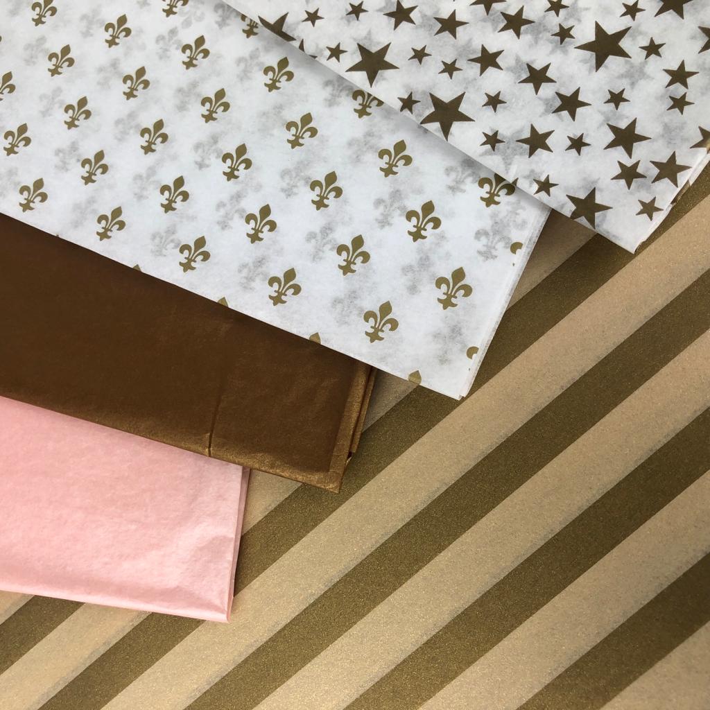 ShredAstic Luxury Sun Gold/Gold Stripe Precious Metals Tissue Paper + 3M Natural Jute