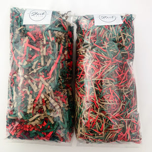 ShredAstic®️ Kraft, Red & Spruce Green ZigZag Crinkle Paper Mix