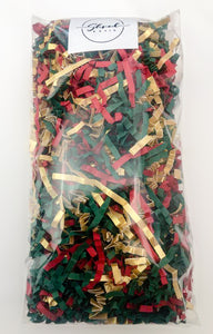 ShredAstic®️ Red, Gold & Spruce Green ZigZag Crinkle Paper Mix. Limited stock