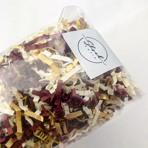 ShredAstic®️ Gold, Ivory & Burgundy ZigZag Crinkle Paper Mix