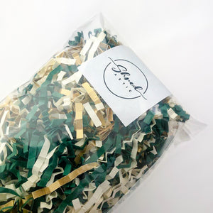 ShredAstic®️ Spruce Green, Ivory, Gold ZigZag Crinkle Paper Mix