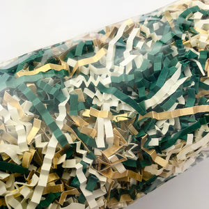 ShredAstic®️ Spruce Green, Ivory, Gold ZigZag Crinkle Paper Mix