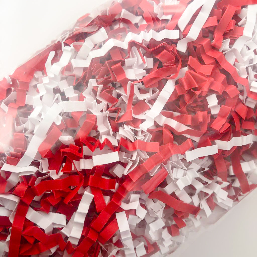 ShredAstic®️ Candy Cane - Red & White ZigZag Crinkle Paper Mix