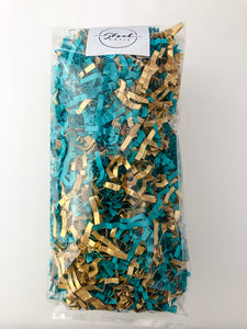 ShredAstic®️ Bespoke Turquoise & Gold ZigZag Crinkle Paper Mix