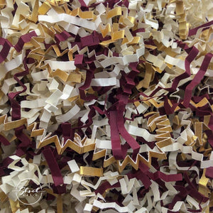 ShredAstic®️ Gold, Ivory & Burgundy ZigZag Crinkle Paper Mix