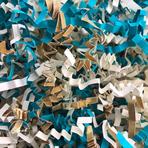 ShredAstic®️ Teal, Gold & Ivory ZigZag Crinkle Paper Mix