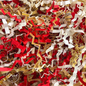 ShredAstic®️ Red, Gold & Ivory ZigZag Crinkle Paper Mix