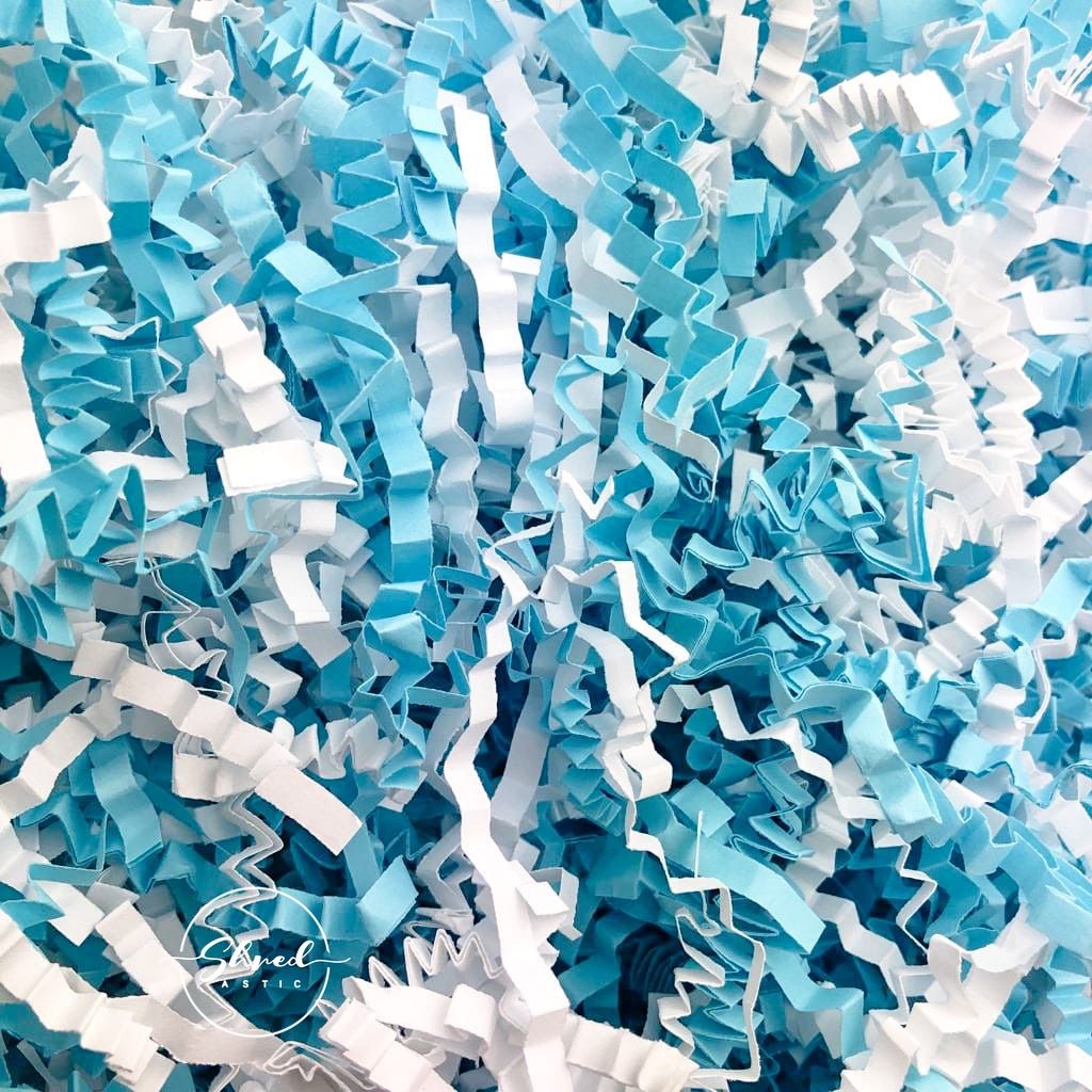 ShredAstic®️ Pale Blue & White ZigZag Paper Mix