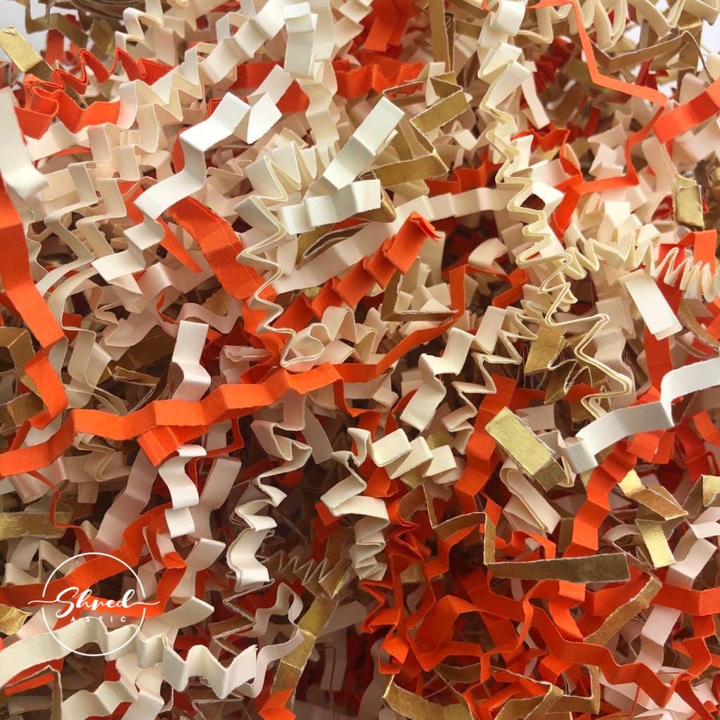 ShredAstic®️ Orange, Gold & Ivory ZigZag Crinkle Paper Mix