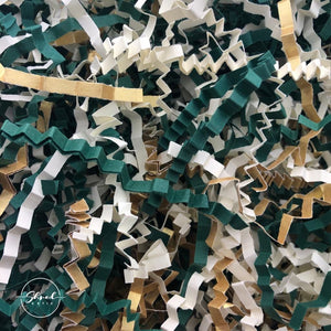 ShredAstic®️ Spruce Green, Ivory, Gold ZigZag Crinkle Paper Mix