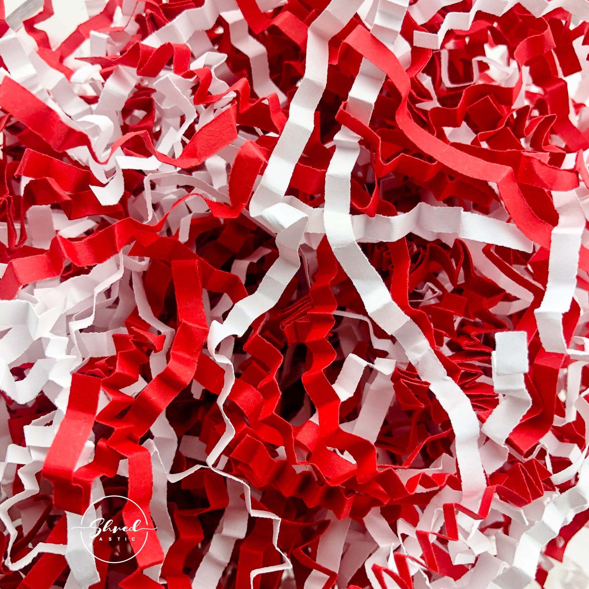 ShredAstic®️ Candy Cane - Red & White ZigZag Crinkle Paper Mix