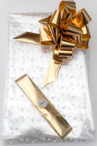 Large Dot Cellophane & Metallic Pull Bow