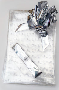 Large Dot Cellophane & Metallic Pull Bow