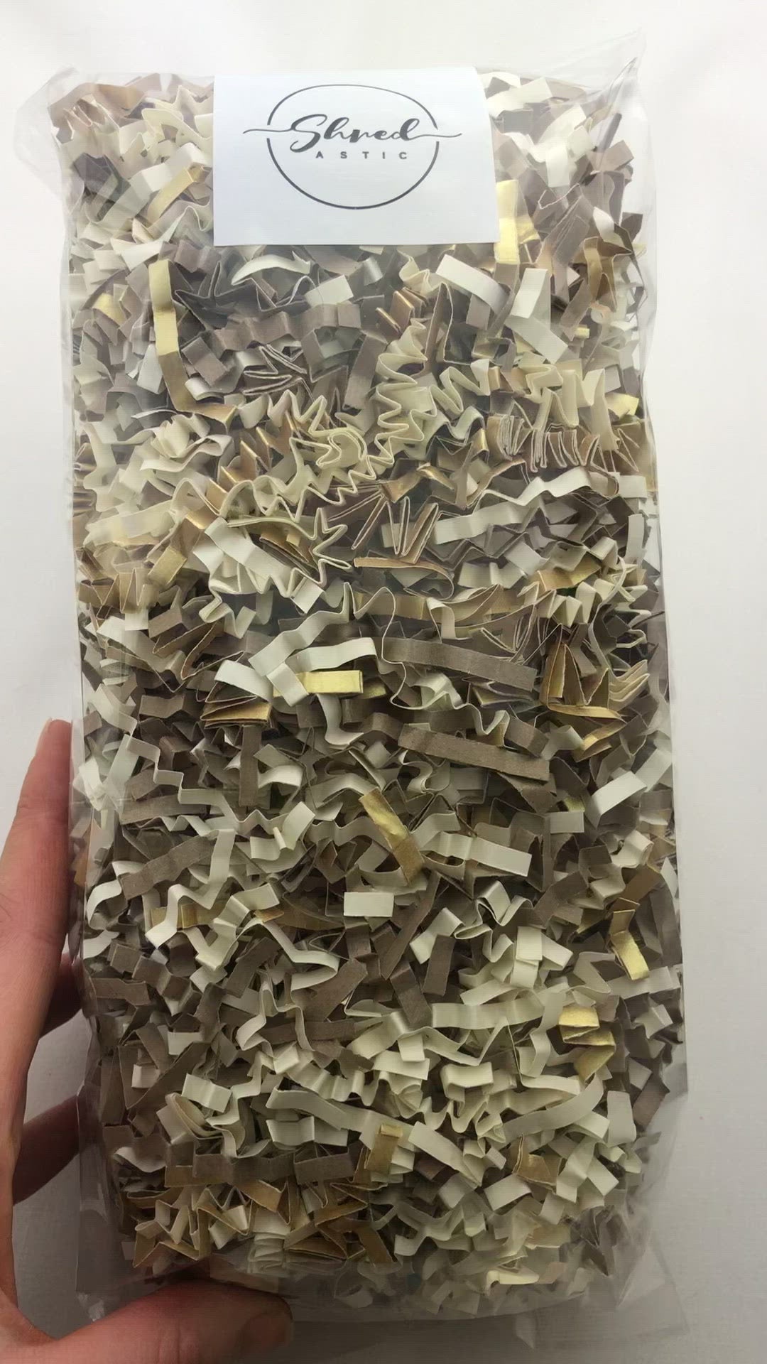 ShredAstic®️ Kraft, Gold & Ivory ZigZag Crinkle Paper Mix