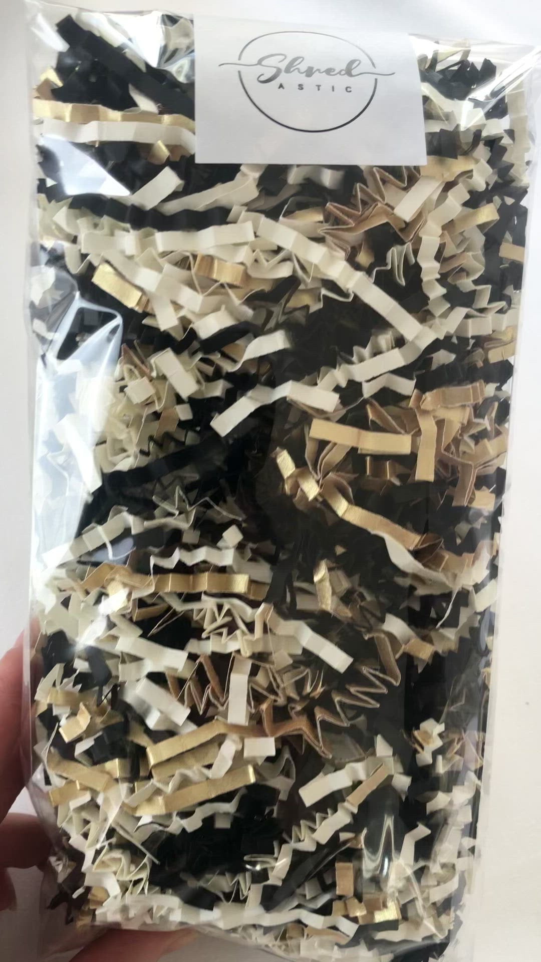 ShredAstic®️ Black, Gold & Ivory ZigZag Crinkle Paper Mix