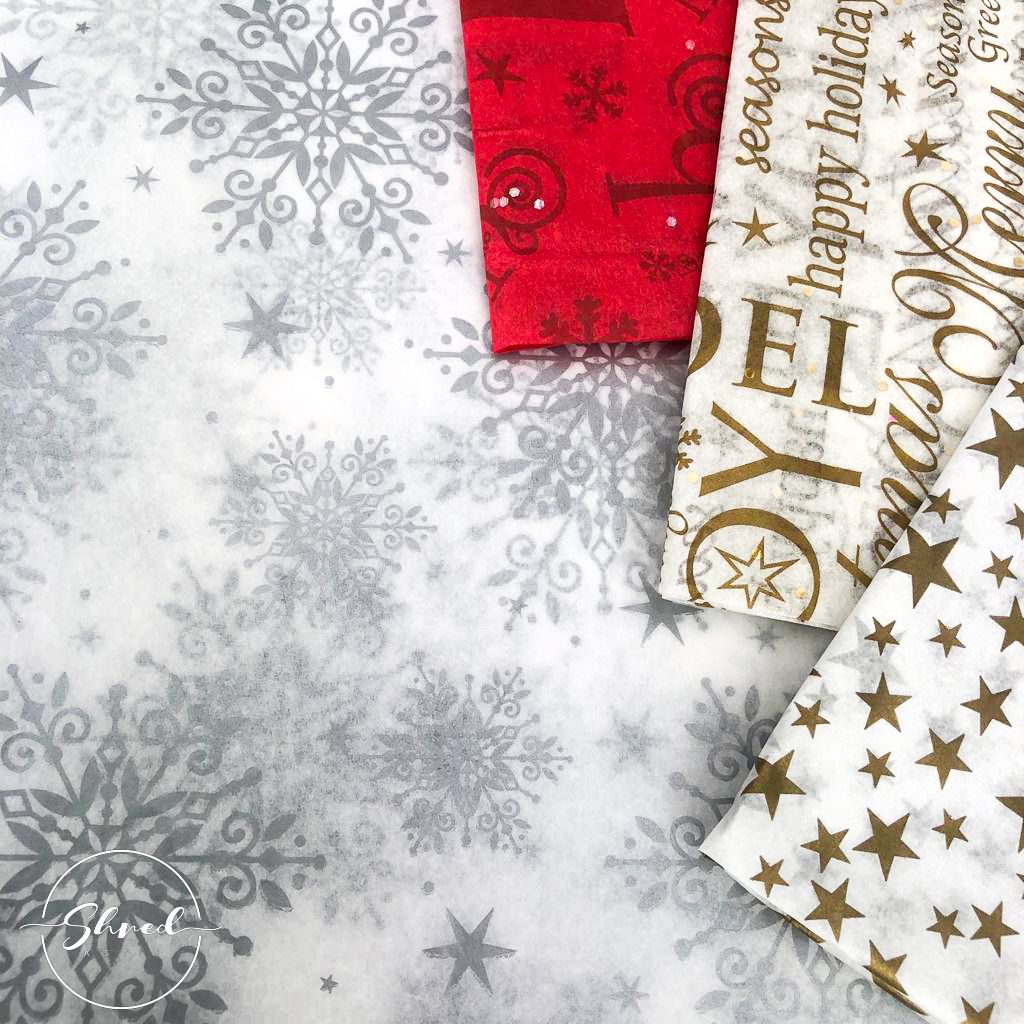 ShredAstic Luxury Just Snowflakes Christmas Gemstone Tissue Paper + 3M Natural Jute
