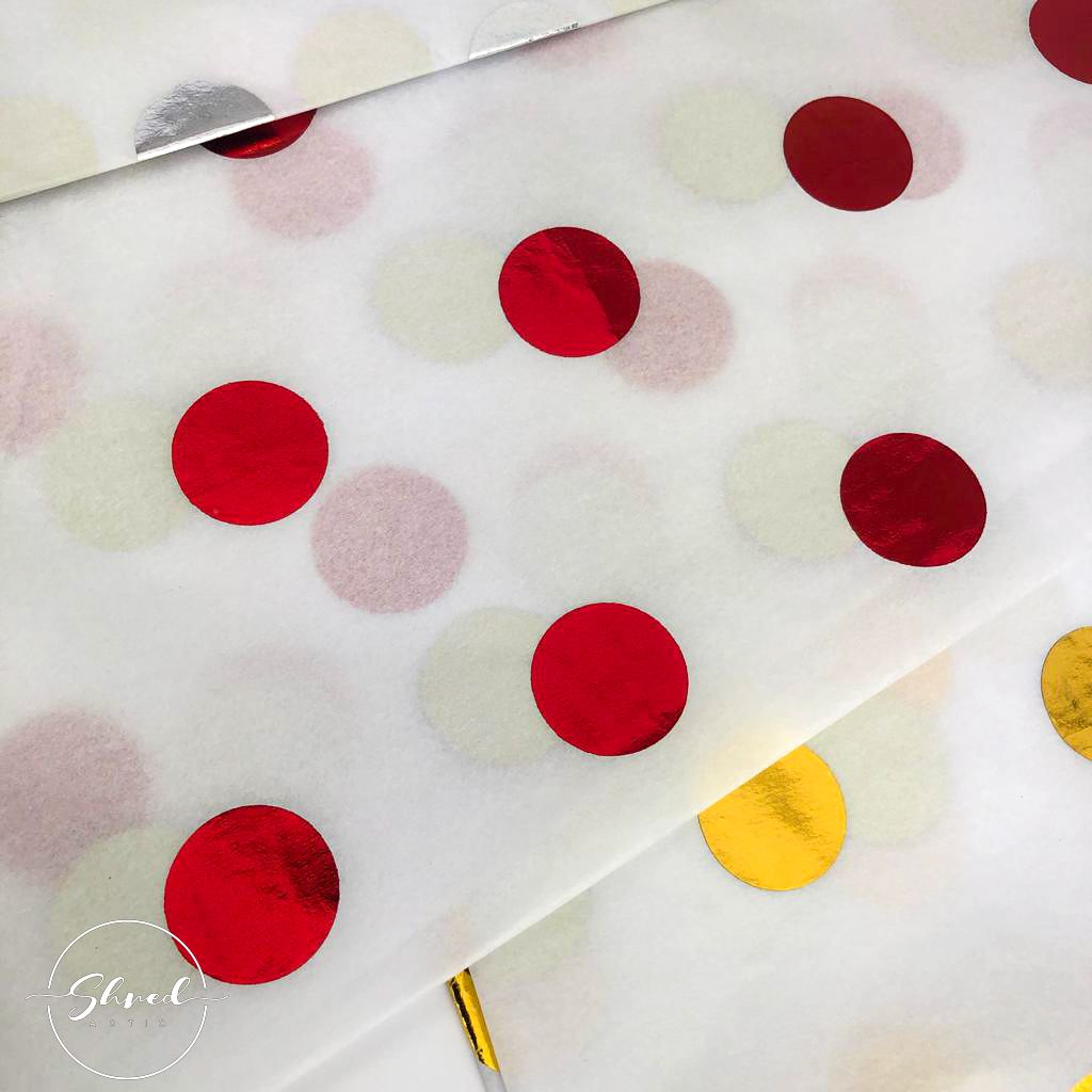 ShredAstic Luxury Red Hot Spots Tissue Paper + 3M Natural Jute