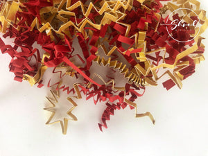 ShredAstic®️ Gold & Red ZigZag Crinkle  shredded paper mix