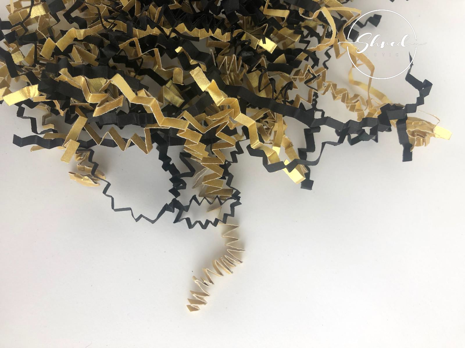 ShredAstic®️ Bespoke Gold Collection In Black ZigZag Crinkle Paper Mix