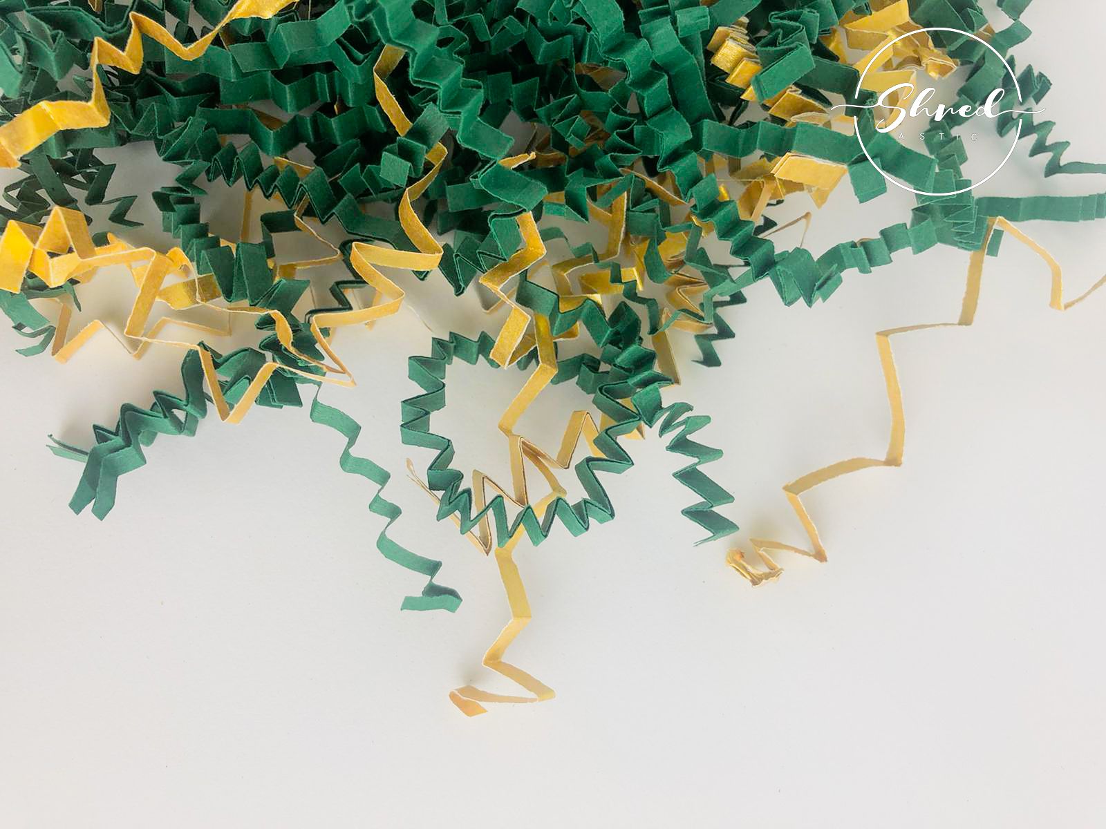 ShredAstic®️ Bespoke Gold Collection In Spruce Green ZigZag Crinkle Paper Mix