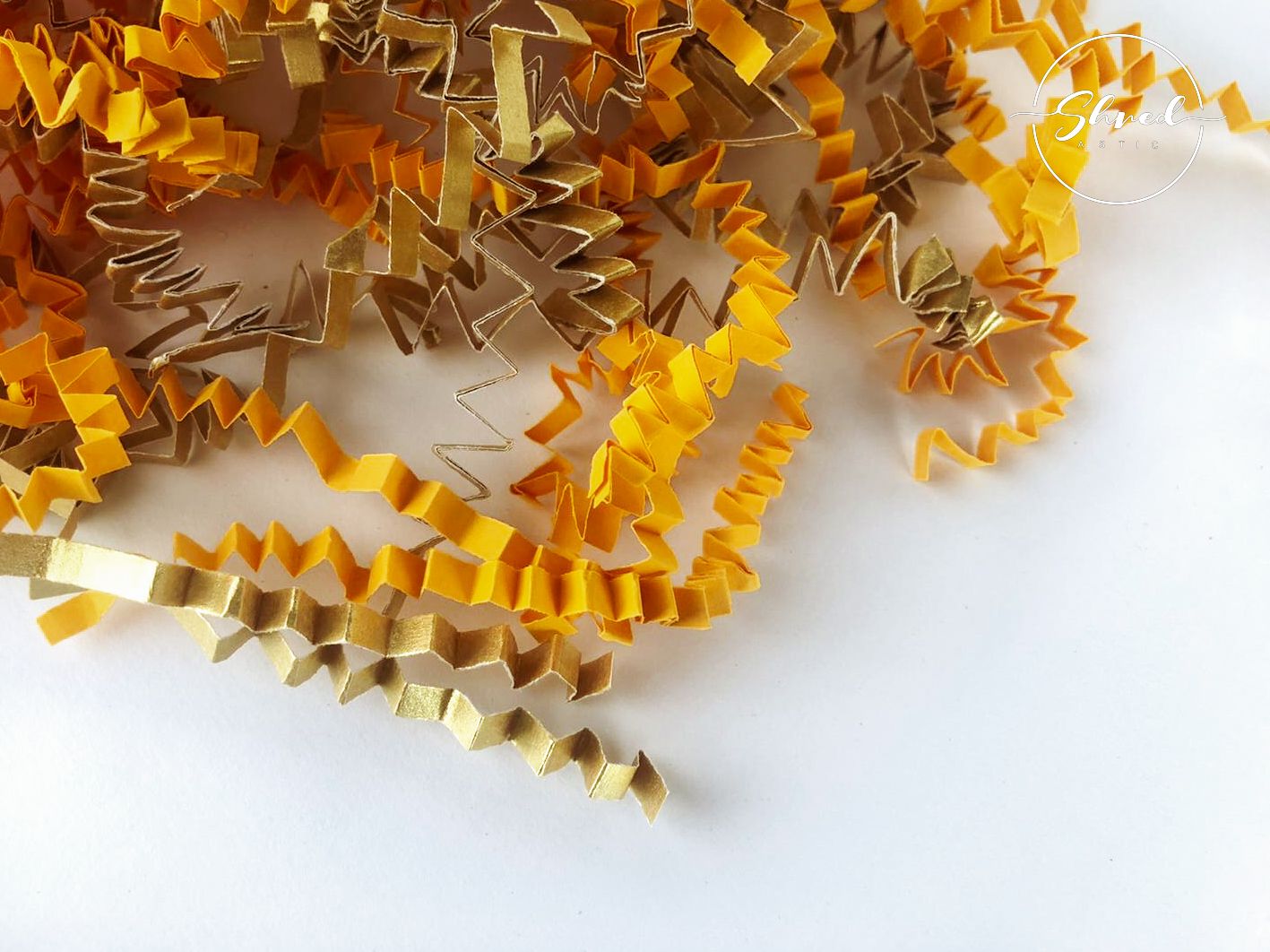 ShredAstic®️ Bespoke Gold Collection In Ochre ZigZag Crinkle Paper Mix