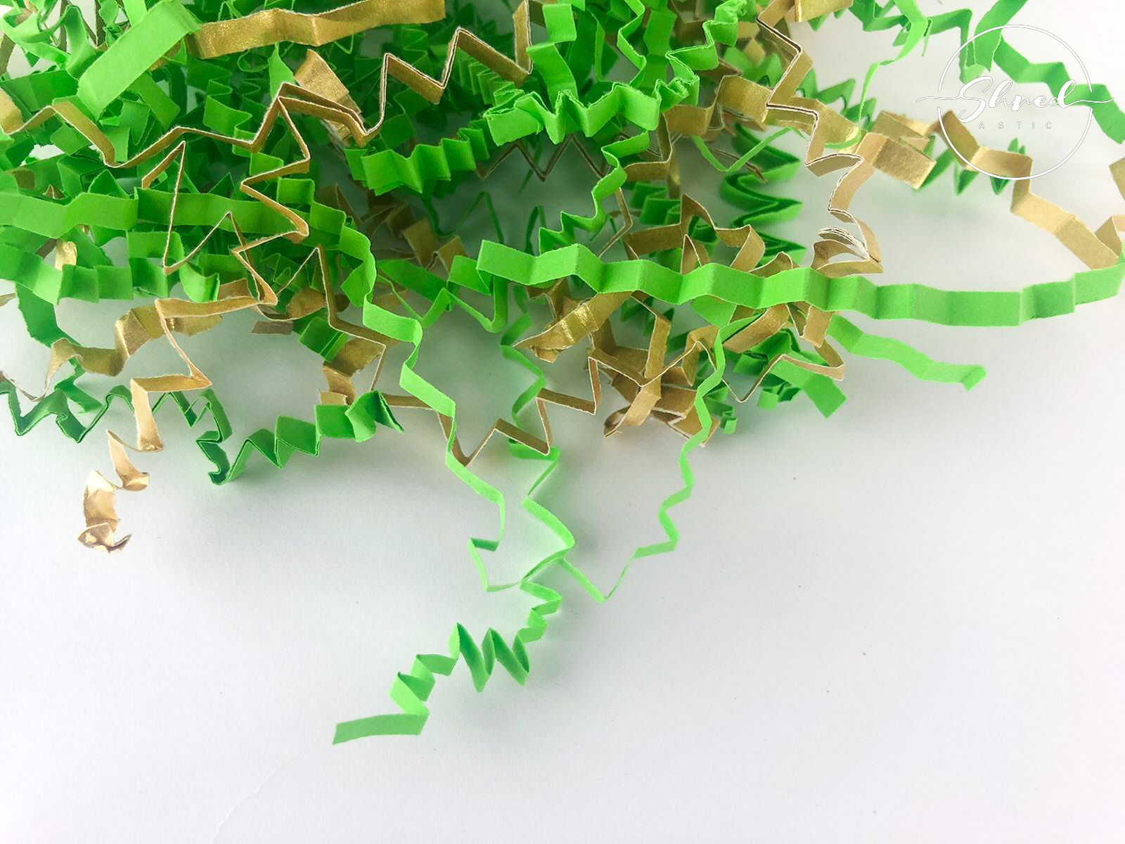 ShredAstic®️ Bespoke Gold Collection In Apple Green ZigZag Crinkle Paper Mix