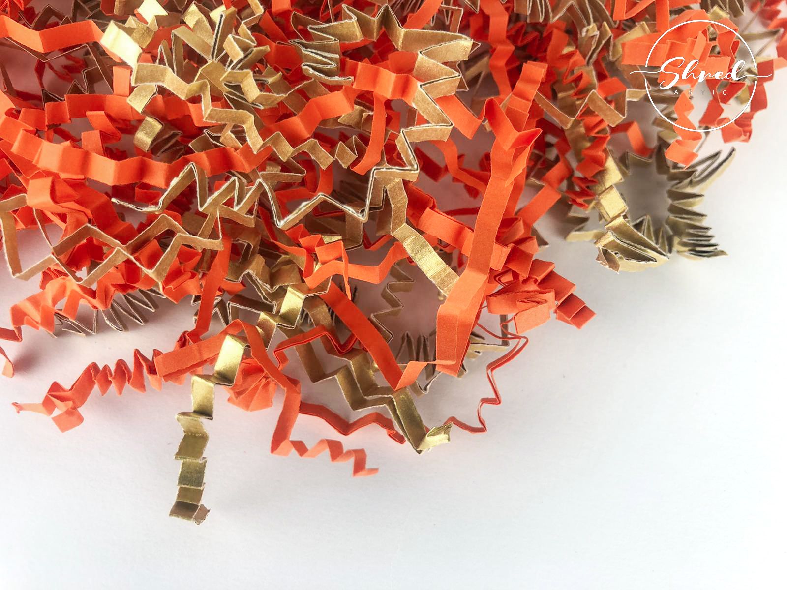 ShredAstic®️ Bespoke Gold Collection In Orange ZigZag Crinkle Paper Mix