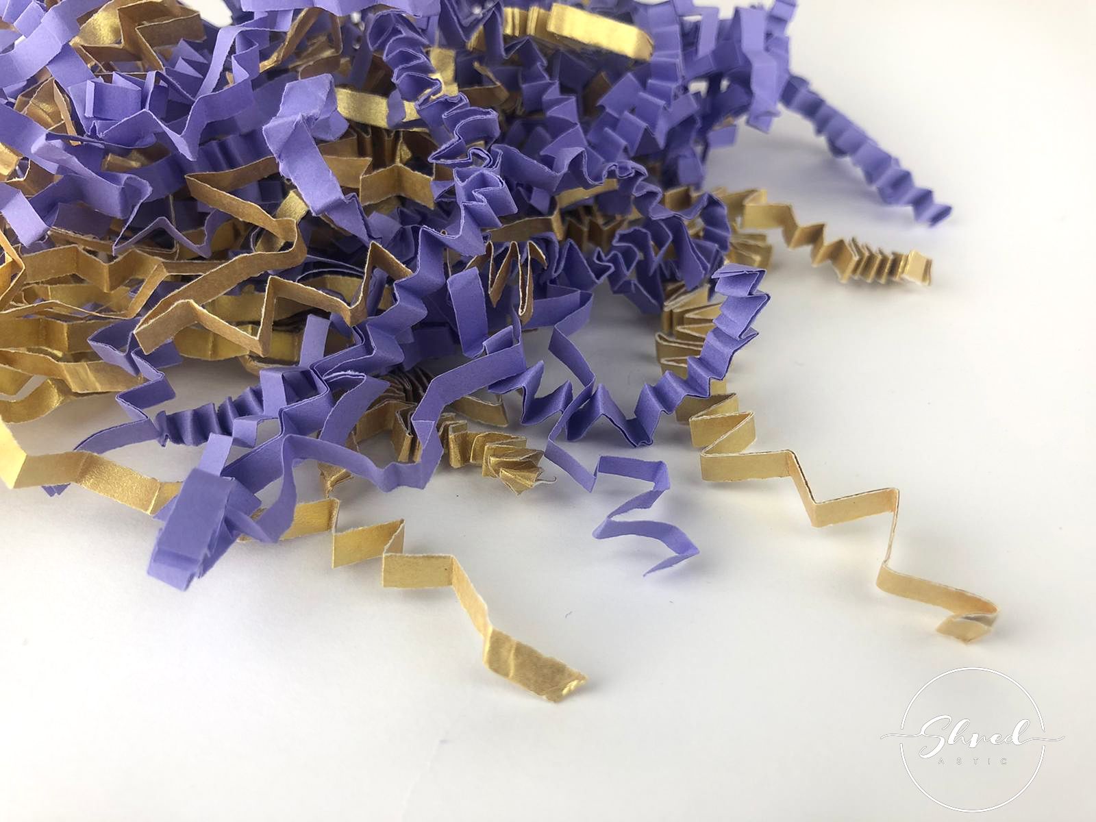 ShredAstic®️ Bespoke Gold Collection In Lavender ZigZag Crinkle Paper Mix