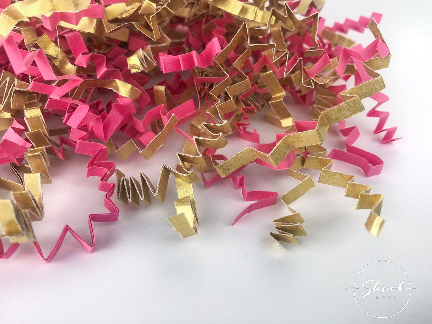 ShredAstic®️ Bespoke Gold Collection In Candy Pink ZigZag Crinkle Paper Mix