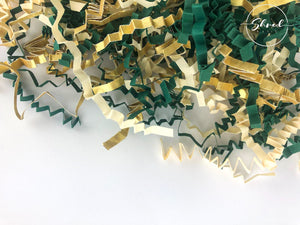 ShredAstic®️ Spruce Green, Ivory, Gold ZigZag Crinkle Paper Mix