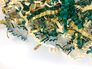 ShredAstic®️ Spruce Green, Ivory, Gold ZigZag Crinkle Paper Mix