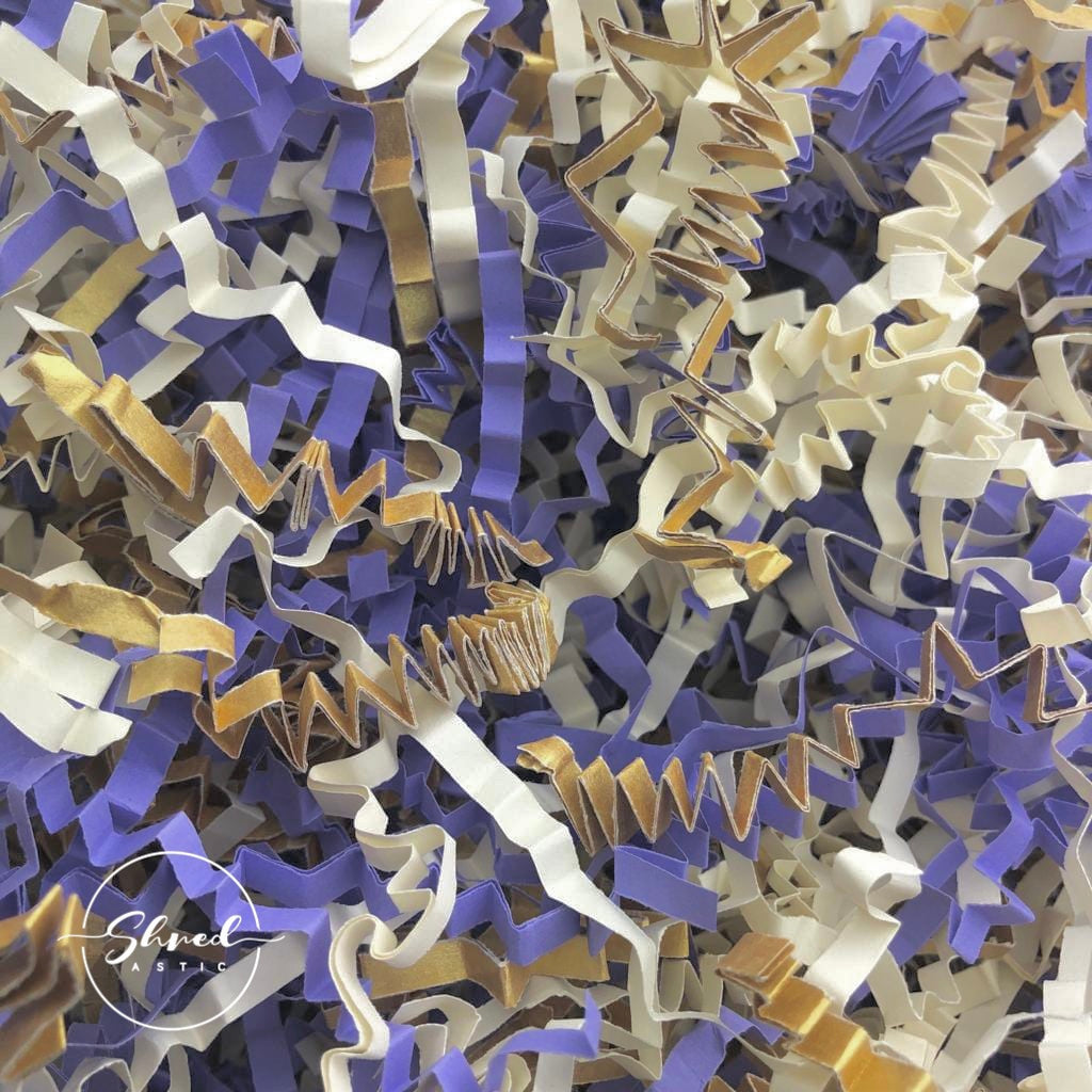 ShredAstic®️ Lilac, Gold & Ivory ZigZag Crinkle Paper Mix
